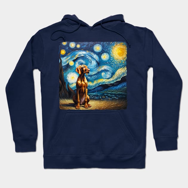 Starry Vizsla Portrait - Dog Portrait Hoodie by starry_night